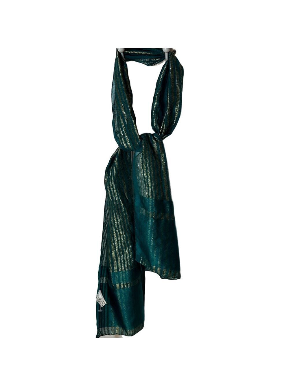 short green and metallic gold fashion scarf made in Italy